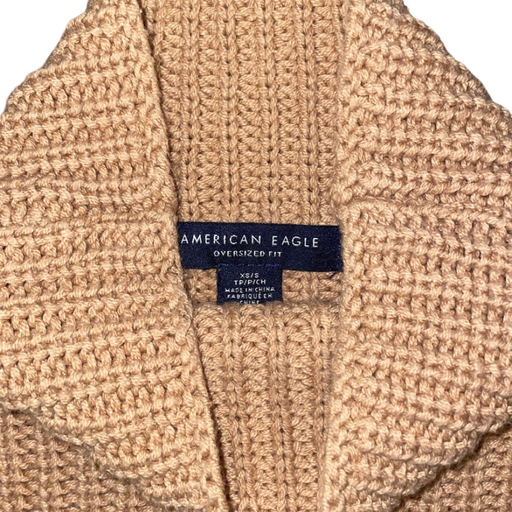 american eagle outfitters brown cable knit oversized drop shoulder turtleneck - Picture 3 of 6